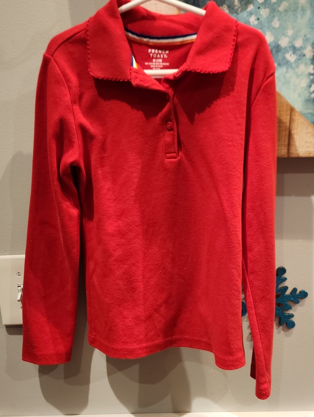EUC French Toast Red Girls' Long-Sleeve Polo SZ M (7/8)